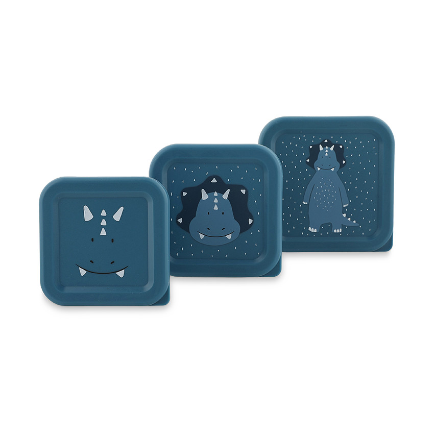 Lot de 3 lunchbox gigognes Mr. Triceratops bleu 
