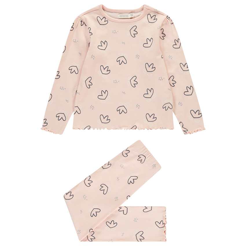 Set van lange pyjama in jersey met bloemen voor meisjes 