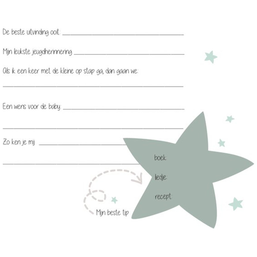 Livre Baby Shower "Texte Néerlandais" Blanc/Vert 