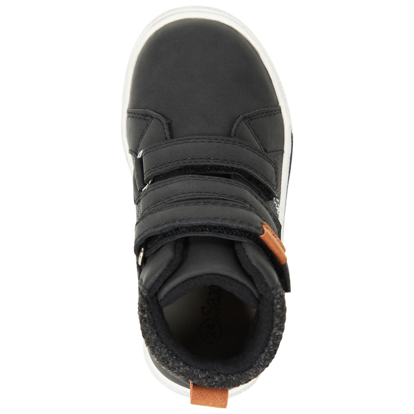 Bottillons noirs triples velcros pour bébé garçon 