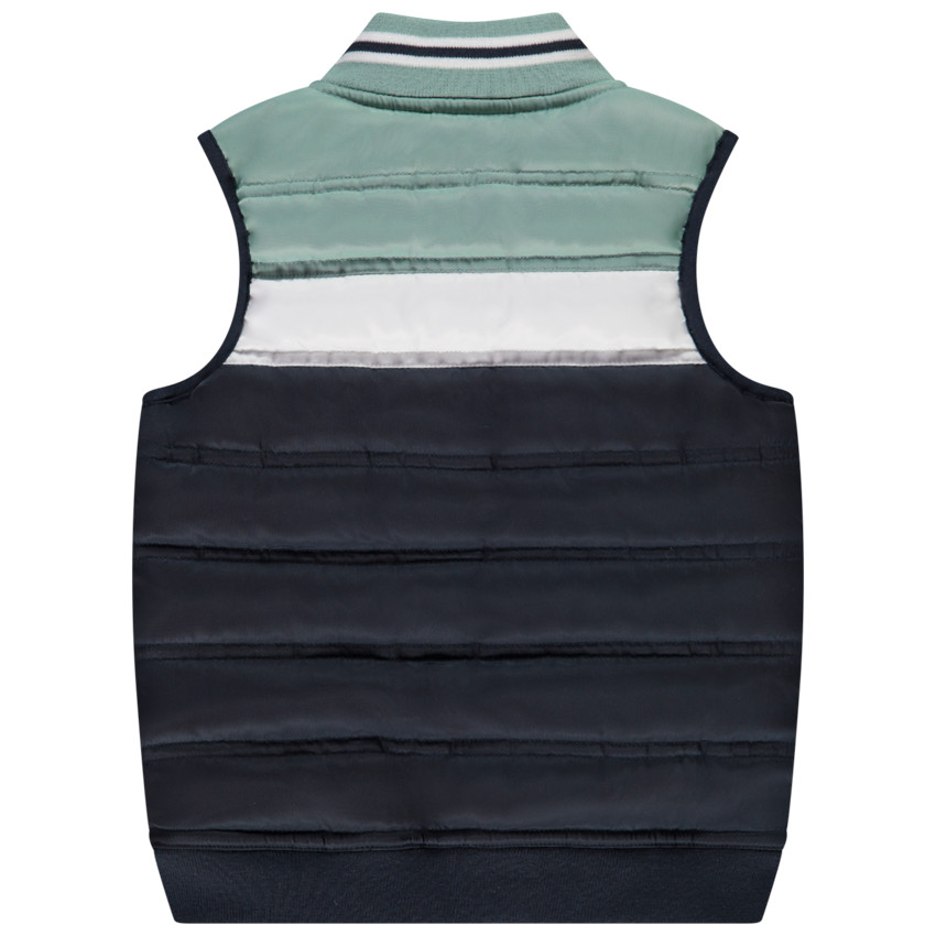 Donsjas mouwloos colour block effect voor baby jongen 