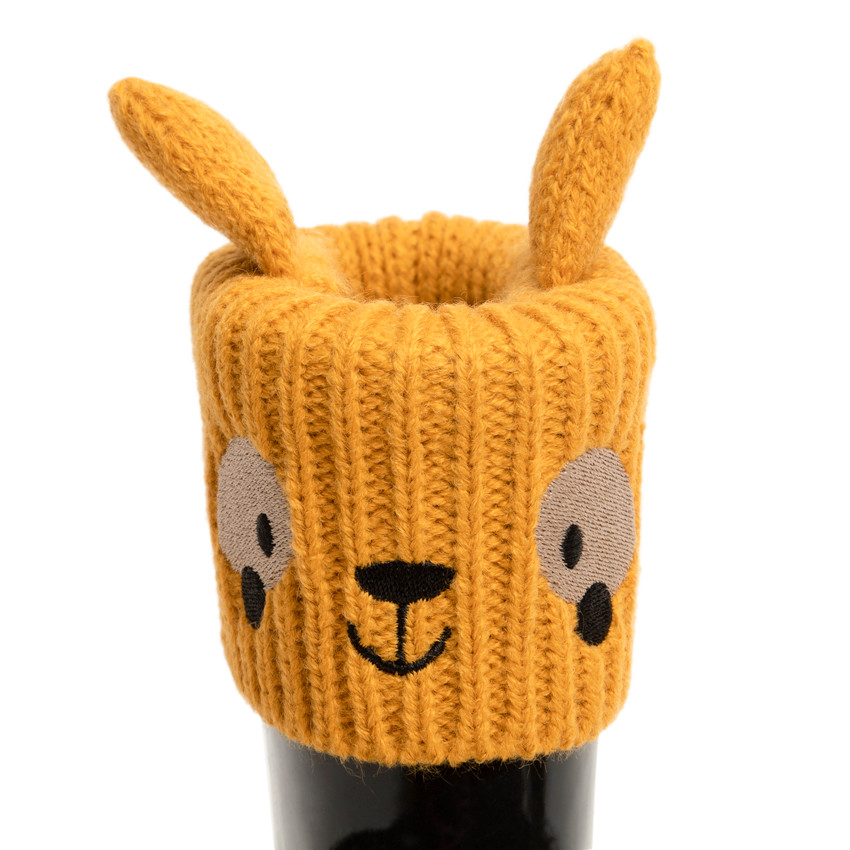 Bottes de pluie motif renard à col en tricot 