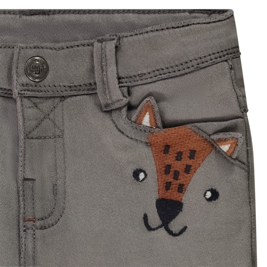 Jean doublé avec broderie renard pour bébé garçon 