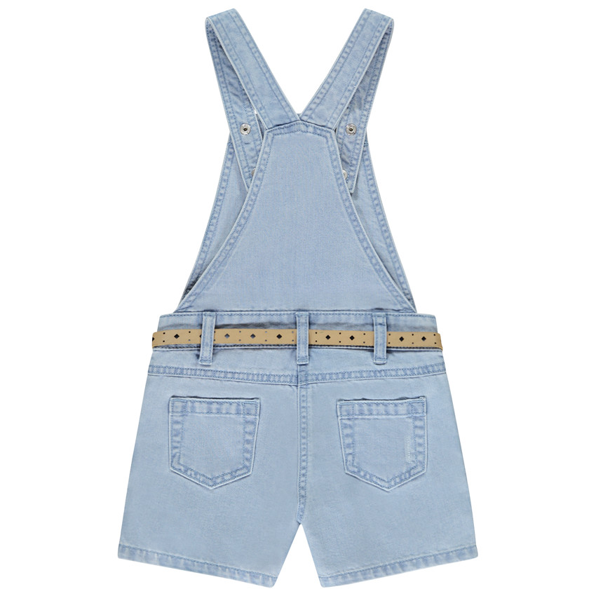 Salopette courte en jean avec ceinture ajourée pour fille 