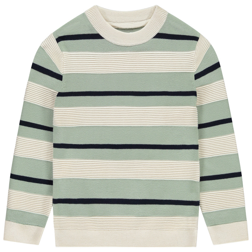 Trui in gebreide fantasie met strepen voor jongen 