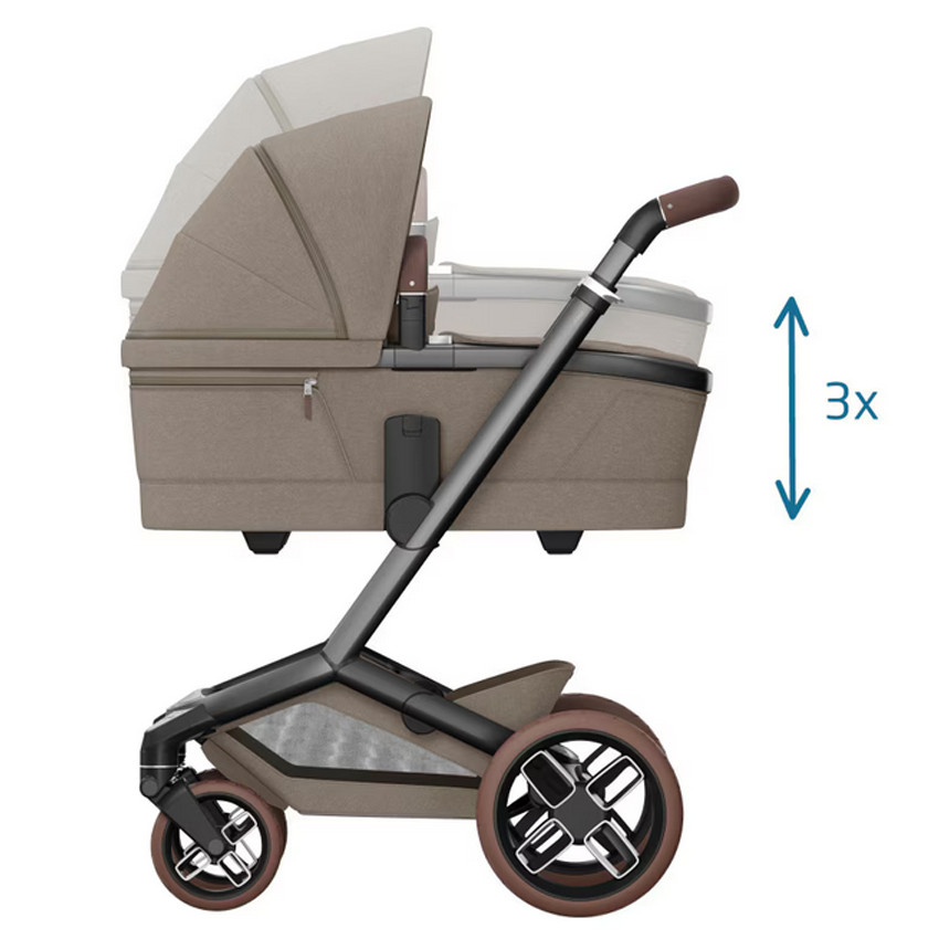 Poussette Fame + Nacelle Twillic Truffle/Brown Leather 