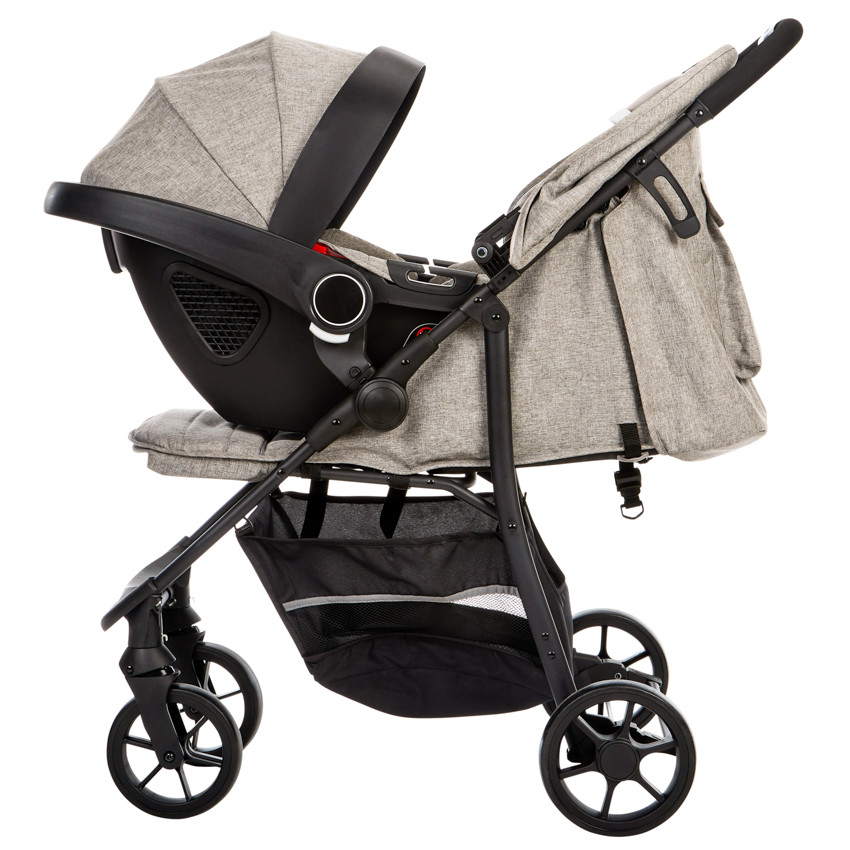 Kinderwagen trio Triade met autostoel en draagmand grijs 