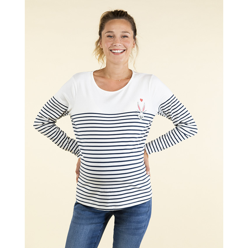 T-shirt manches longues en jersey Bugs Bunny Warner pour femme 