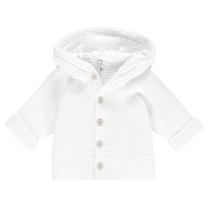 Gilet manches longues à capuche en tricot uni 