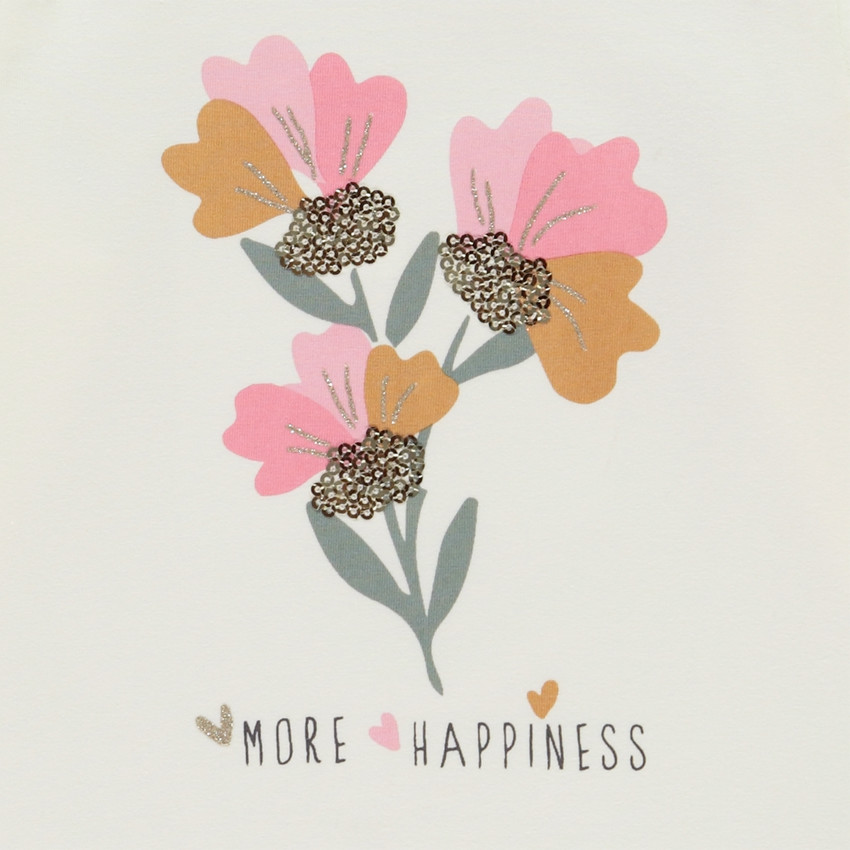 T-shirt manches longues print fleurs avec détails sequins pour fille 