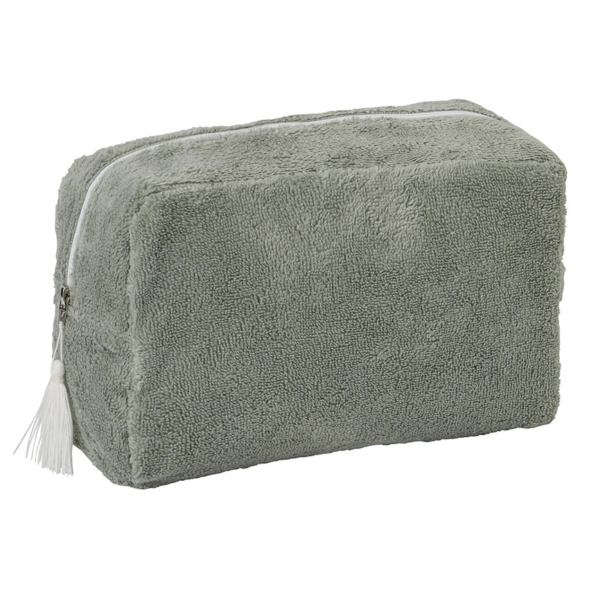 Trousse de toilette éponge bambou vert de gris 