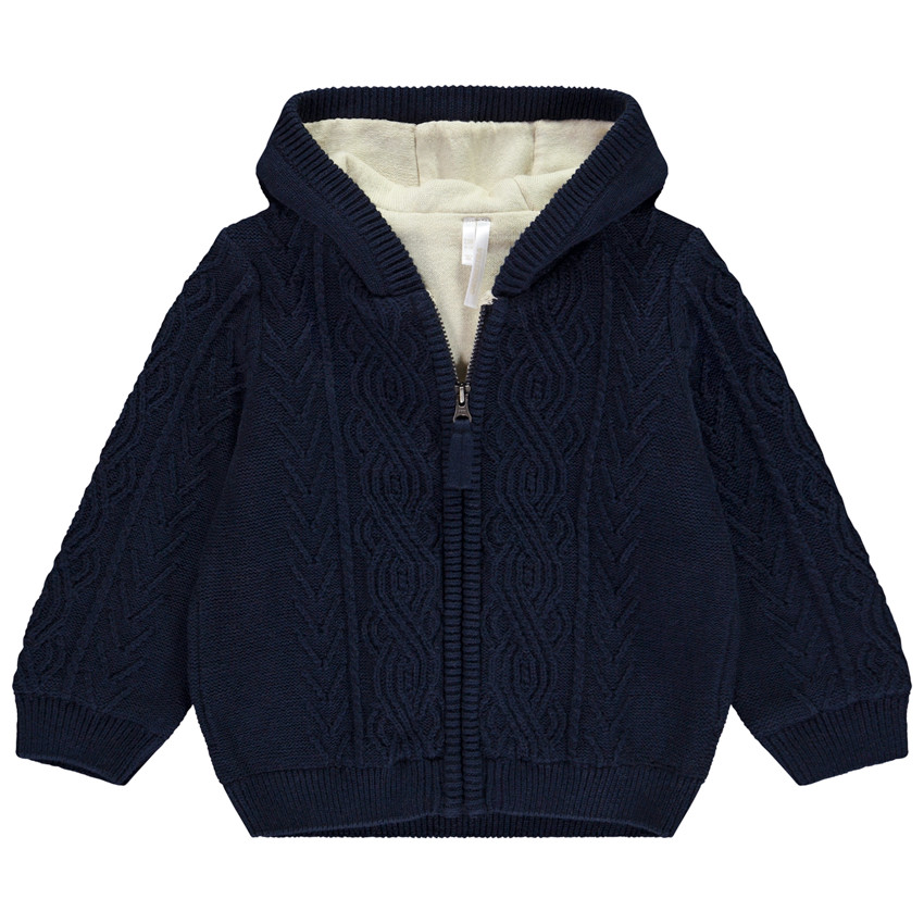 Vest in gebreid uni fantasie torsadé voor jongen 