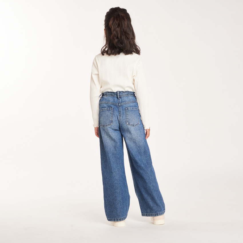 Wijde jeans in blauw stone meisjes 
