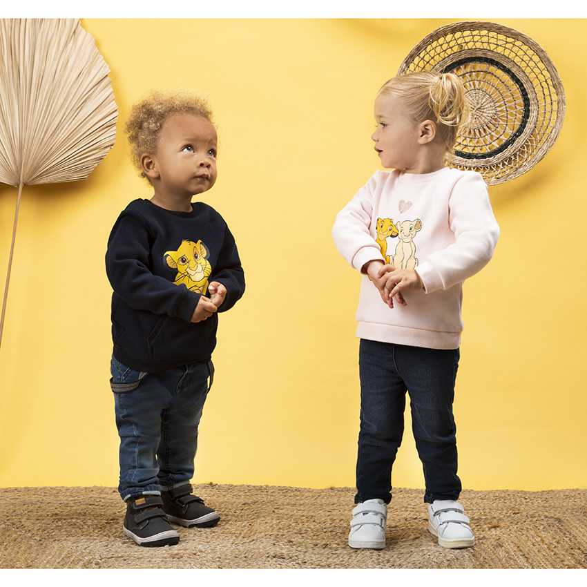 Sweat en molleton rose print Simba et Nala Roi Lion Disney 