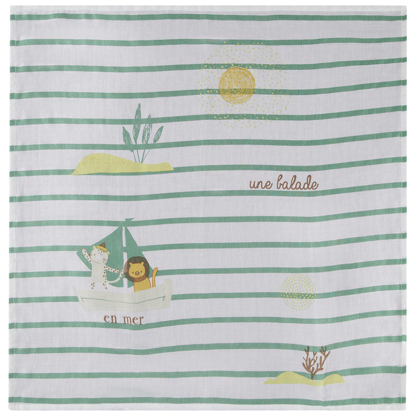 Lot de 3 langes en tétra motif Safari en Mer pour bébé garçon 