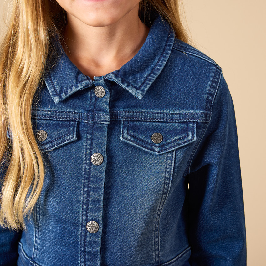 Lange mouwen denim chemise jurk voor meisjes 