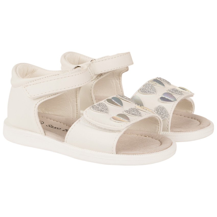 Sandales ouvertes et scratchées à cœurs pour bébé fille 