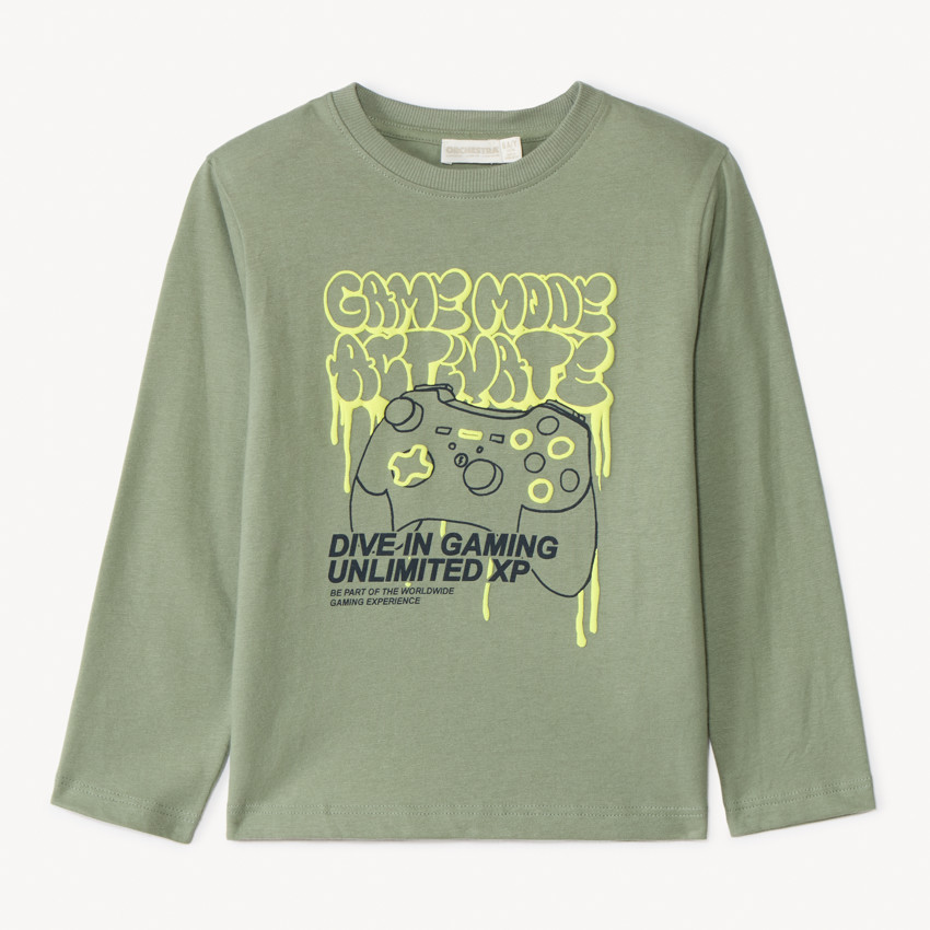 T-shirt manches longues print gaming pour garçon 