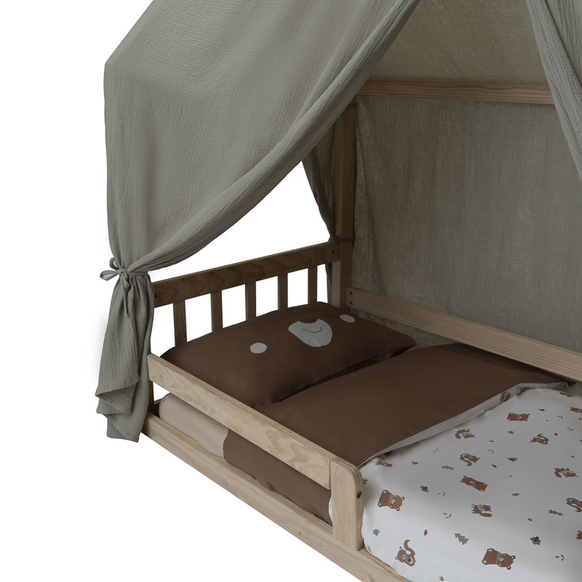 Toile en gaze de coton pour lit Premissori vert 