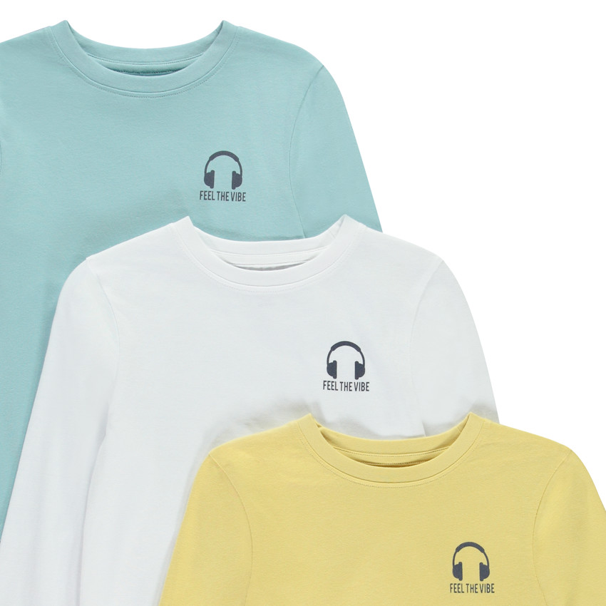 Lot de 3 t-shirts manches longues avec print pour garçon  