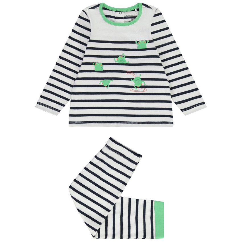 Ensemble 2 pièces en jersey rayé avec print grenouilles pour bébé garçon 