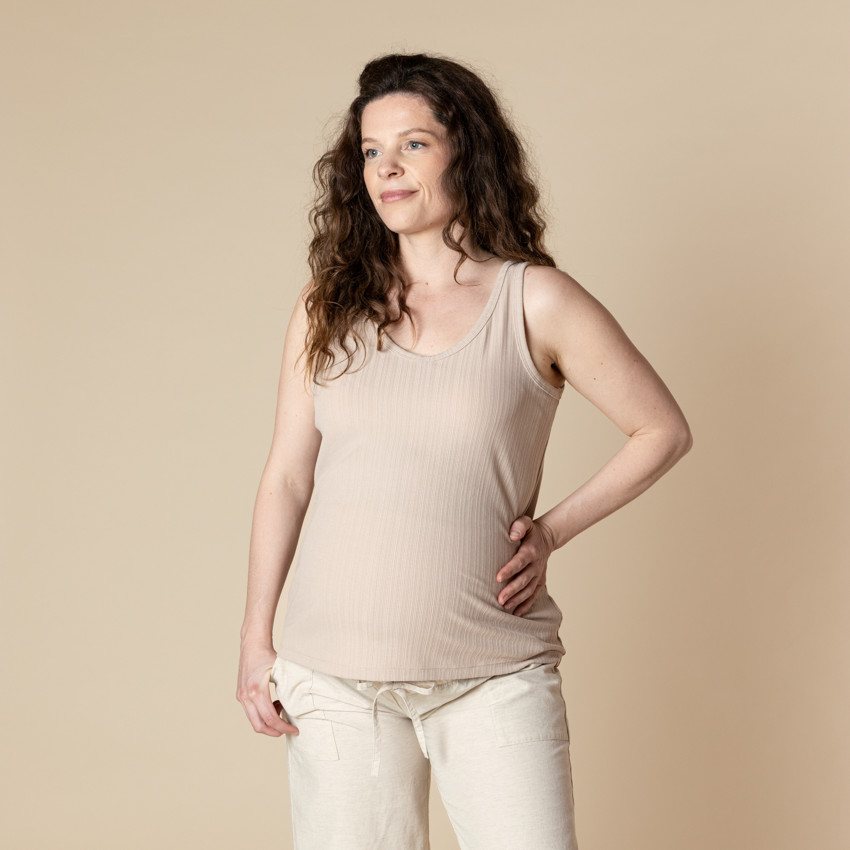 Débardeur uni effet côtelé pour femme 