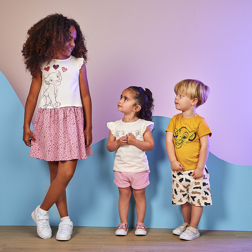 T-shirt korte mouwen print De Leeuwenkoning voor baby meisje 