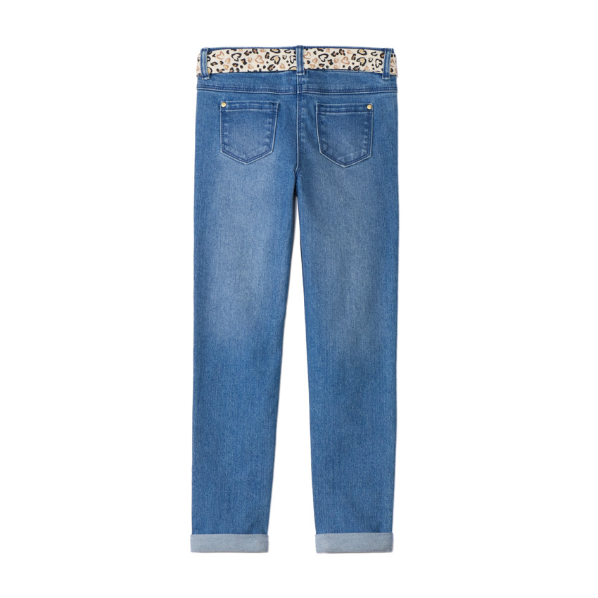 Jean slim avec ceinture foulard imprimé pour fille  