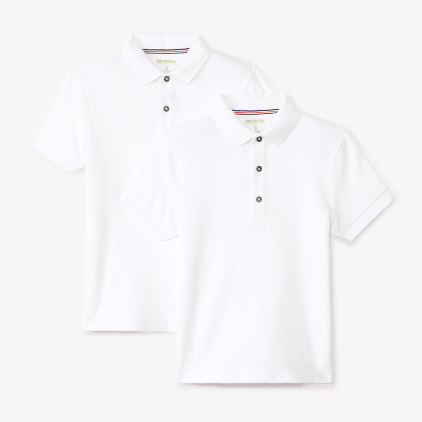 Set van 2 effen witte poloshirts met korte mouwen voor jongens 