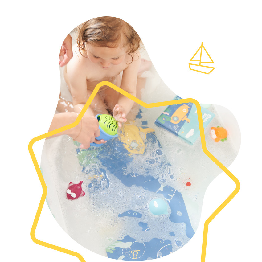 Tapis de bain avec témoin de température - Bleu 