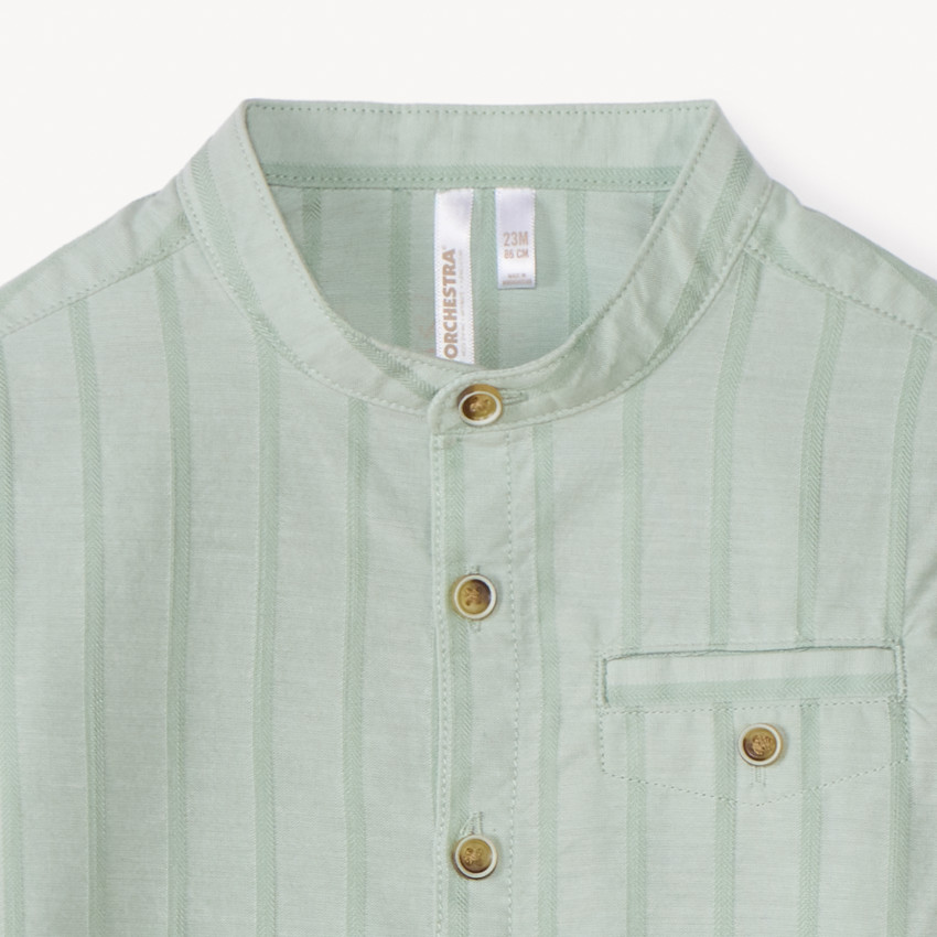 Langarmige gestreepte shirt met Mao-kraag voor babyjongen 