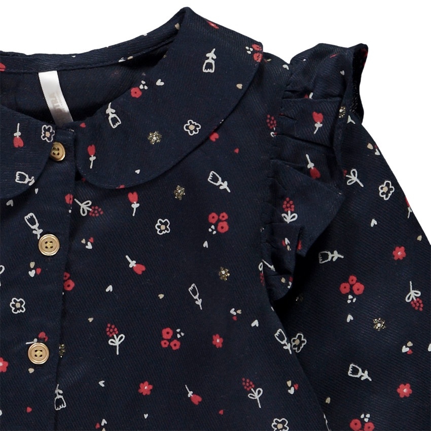 Tuniek met lange mouwen en strik, bloemenprint voor meisjes 