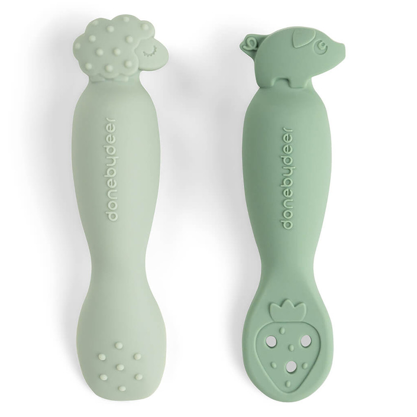 Set van 2 lepels voor leren Tiny Farm Groen 