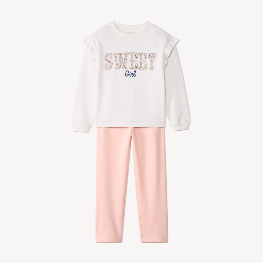 Joggingset met bloemenborduursels voor meisjes 