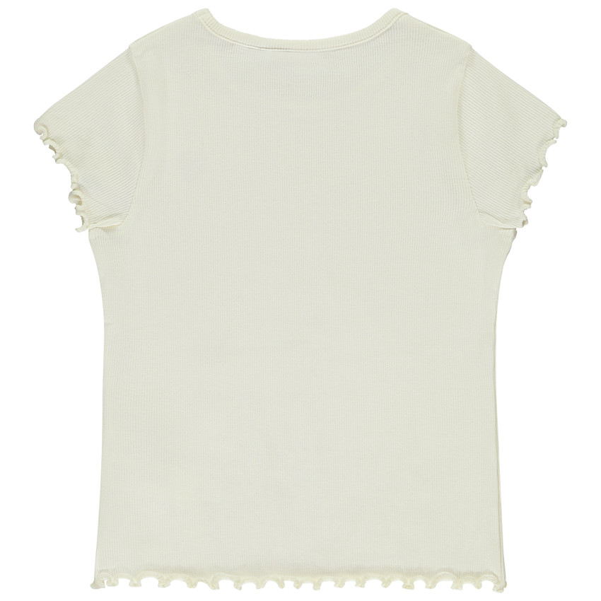 T-shirt manches courtes côtelé à cœur brodé pour fille 