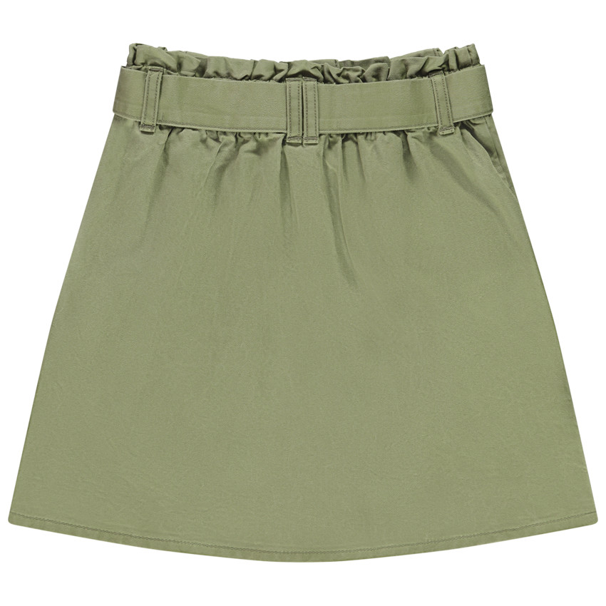 Jupe trapèze boutonnée avec ceinture à nouer pour fille 