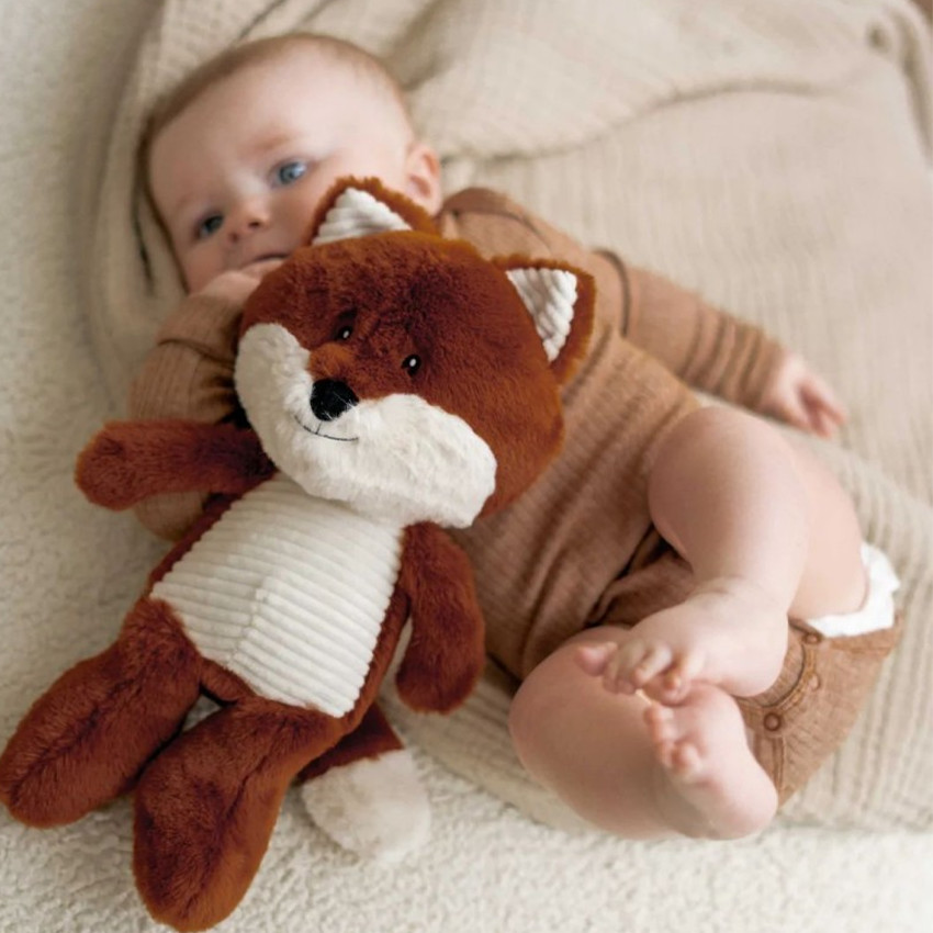 Doudou battements de coeur - Renard Robin - Orange - à piles 