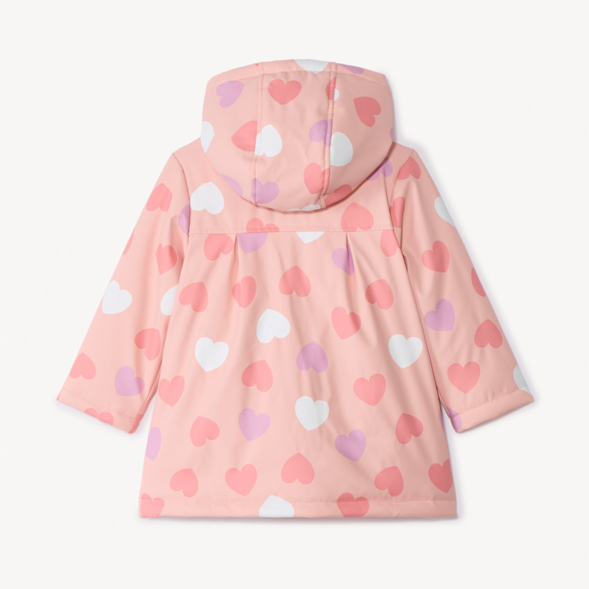 Waterafstotende rozenroze rubberparka met magische hartenprint voor babymeisje 