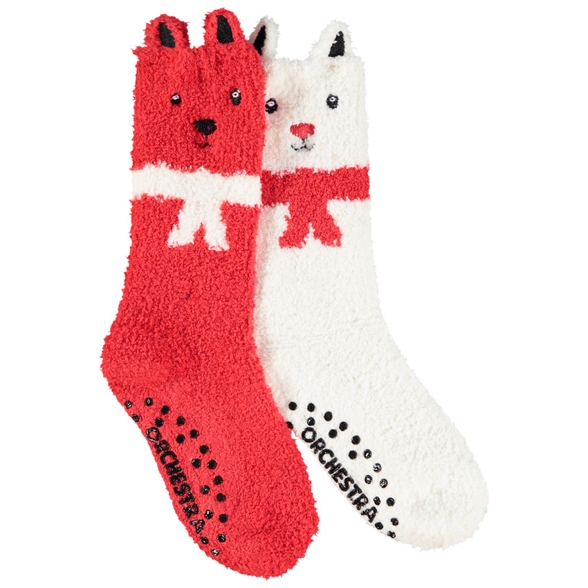 Set van 2 paren antislip sokken voor jongens met kerstmotief 