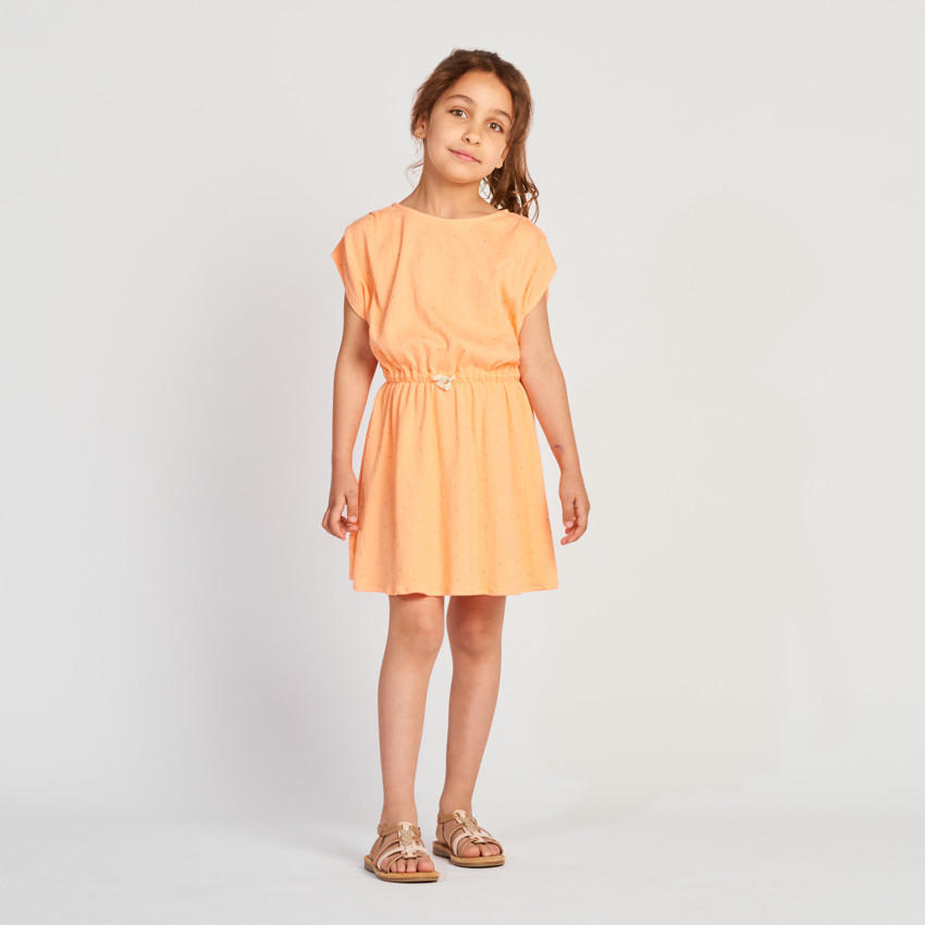 Robe manches courtes imprimée effet froissé pour fille 
