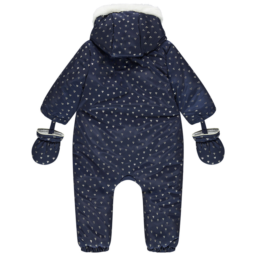 Combi-pilote imprimée coeurs doublée sherpa pour bébé fille 