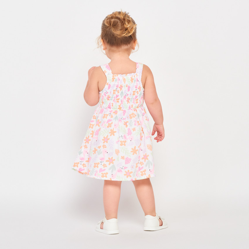 Robe à smocks imprimé fantaisie pour bébé fille 