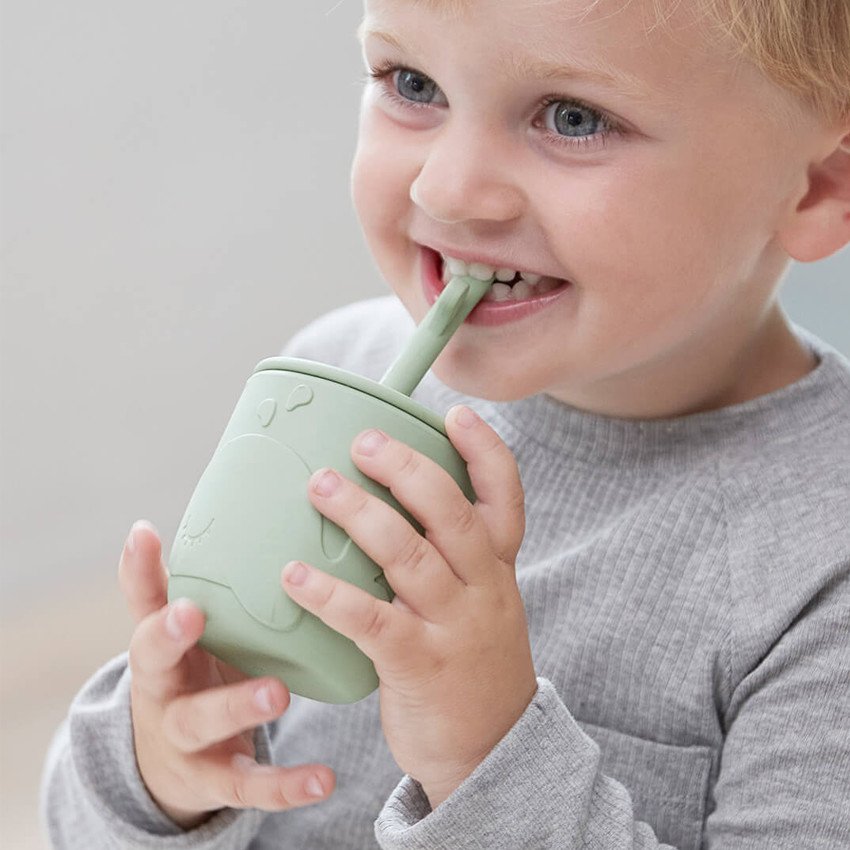 Lot de 2 gobelets avec paille Peekaboo - Wally Bleu 