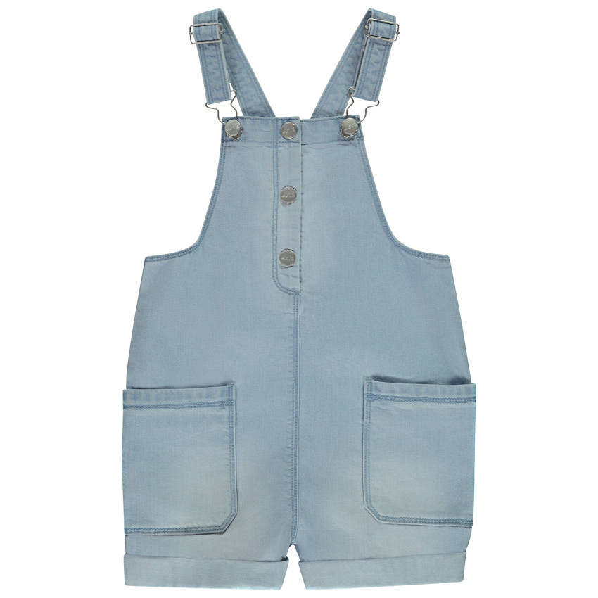 Korte en brede jeanssalopette met zakken voor meisjes 