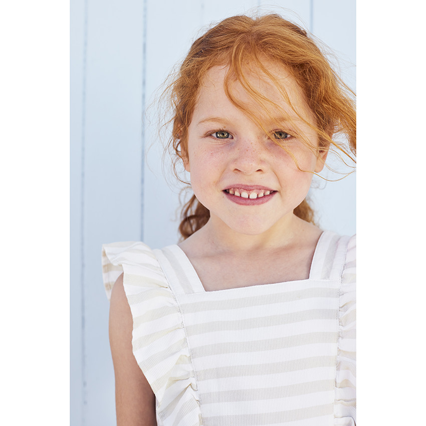 Robe de cérémonie volantée à rayures pour fille 