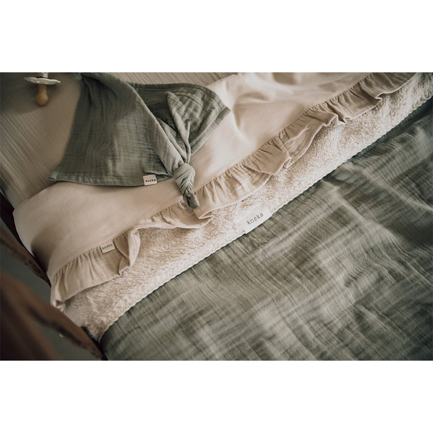 Set Bedlaken en Hoeslaken voor bed 60/120 Ruffle Combi Faroo Sage TOG 0.1 