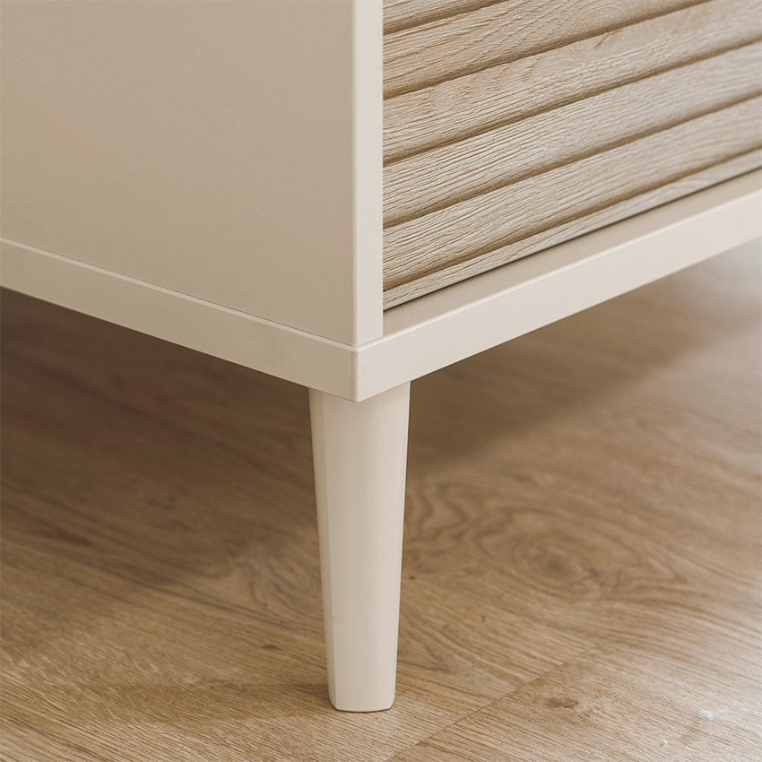 Commode 3 tiroirs 123 x 93 x 57 cm Cashmere Beige/Chêne Groovy 