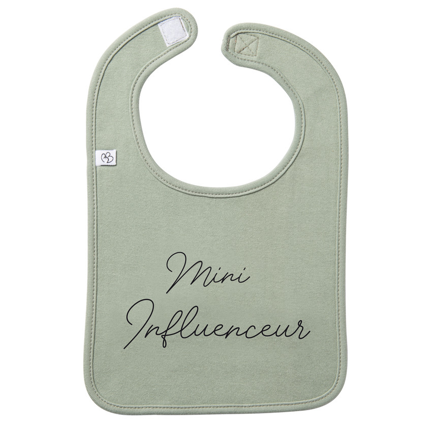 Bavoir "Mini influenceur" - Vert de gris 