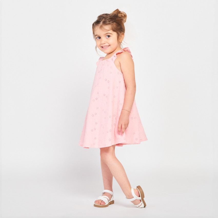 Jurk met kruisrug en Engels borduursel voor meisjes 