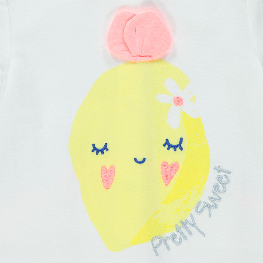 Katoenen pyjama met citroenprint en reliëfdetails 